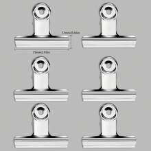 6件組銀色圓形金屬夾，31mm/38mm/50mm/63mm/75mm尺寸，不鏽鋼材質，強力夾持力，適合辦公室、學校與居家整理文件、收據、照片及手工紙 - 夾子 - 查看 10