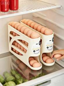 1pc/2pcs/3pcs Refrigerator Egg Rack, Automatic Rolling Egg Dispenser For Fridge, Countertop, Kitchen - Space-Saving Egg Roller/Organizer/Storage/Container/Tray - Holds 25-28 Large Eggs - Multicolor - View 1