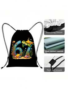 67 Six Seven Sports Backpack - Digital Print Pattern Sports Drawstring Backpack. Random Print Casual Daily Use Bag, Fashion Pattern Design, Lightweight And Large Capacity. Perfect For Fitness, Travel And Office Use, Ideal Gift For Men, Fathers And Friends. - Multicolor - View 4