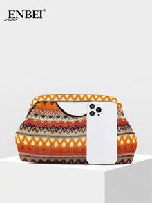 BAIZE Elegante Bolso de Mano Marrón - Bolsa de Cosméticos Grande, Cartera para Mujer, Nueva Colección Otoño/Invierno, Bolso Tejido de Ganchillo Duradero y Multifuncional, Elegante Cartera pa - Multicolor 2 - Ver 8