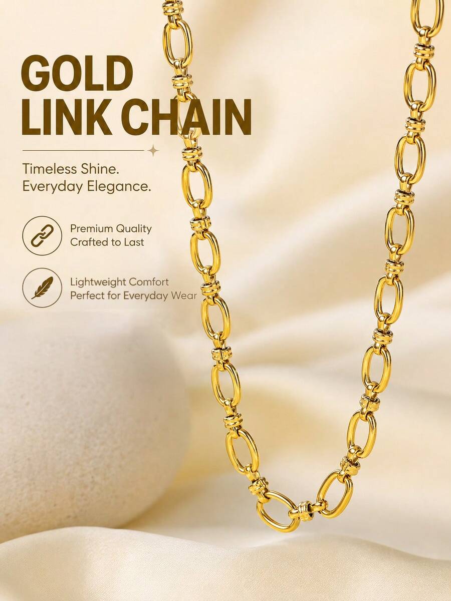 VceTd 1 pièce Collier chaîne en acier inoxydable de style hip-hop à la mode avec design de chaîne entrelacée pour femmes, convient pour le port quotidien, les trajets, les sorties de vacances, les rendez-vous, le thé de l'après-midi, ou comme cadeau de vacances pour les femmes ou les êtres chers