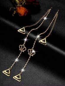 2 piezas Tirantes ajustables con rhinestones para sujetador de mujer - Diseño de forma de corazón, mariposa y corona, joyería corporal metálica, accesorios para sujetador para rave - Multicolor - Ver 16