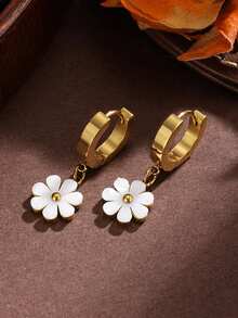 4pcs Ins Style Small Daisy Double Layer Beaded Chain Stainless Steel 18K Gold Plated Necklace Bracelet Earrings Jewelry Set For Women - Gold - View 4