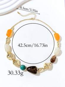 1pc Fashionable Retro Exaggerated Bohemian Style Thick Multicolor Acrylic Beaded Necklace For Women - Multicolor - View 5