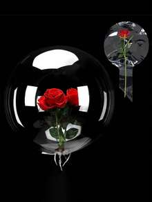 4-Piece Set Of Transparent Bubble Balloons And Elegant And Realistic Simulated Rose PVC Material - Helium Filled Decoration, Wedding And Birthday Decoration(Free Fishing Line Included, For Tying The Bottom Of Balloons) - Rose Balloon - View 2
