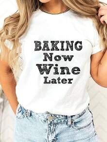 Camiseta estamp para mujer con diseños drtidos, una camiseta de cuello redondo de manga cortara mujer perfectara usar en primavera y verano. I para senderio y actividades a - Blanco - Ver 2