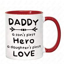 [Enviado en 24 horas desde México]Esta taza de cerámica de 11 oz para papá es perfecta para disfrutar de bebidas frías o calientes como té, café o leche. Cuenta con la cita sincera 'Mi primer héroe y amor' y es un regalo maravilloso de un hijo o hija para ocasiones como cumpleaños. - 1 - Ver 10