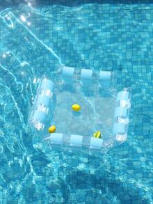 Transparent Glitter Mesh Inflatable Water Hammock Floating Bed, Adult Square Pool Lounge Chair, Inflatable Floating Bed For Beach, Pool And Water Activities - 彩色 - 查看 5
