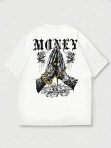 Zrgoth Men's Casual And Versatile Short Sleeve T-Shirt With Simple Money  Print - 白色 - 查看 5
