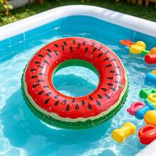 1pc Creative Fruit Shaped Inflatable Swim Ring, Classic Watermelon Print, Large Pool & Beach Float, Ideal Summer Vacation Leisure Accessory, Party Decoration Practical Swimming Float - Multiple Styles - View 5