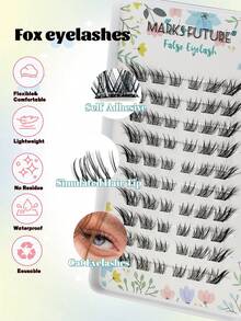 120 Clusters Cat Eye And Fox Eye Style Self-Adhesive False Eyelashes, 9-13Mm C Curl Self-Extension Lashes, Designed For Creating Stunning Makeup Looks. - C - View 5