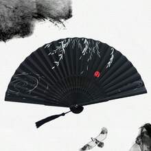 1件復古風竹製摺扇，櫻花設計，黑至紫漸層色，流蘇細節，傳統中式漢服舞配件，女性便攜扇，裝飾禮品，畢業季完美選擇 - 中國風折扇 - 查看 4