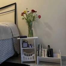 White Nightstand, Compact PVC Nightstand, Multifunctional Storage Cabinet, Waterproof Side Table, Suitable For Bedroom, Bathroom, Kitchen, Easy To Move Mini Storage Cabinet, With Sturdy Leg Frame - White - View 5