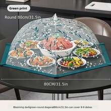 1 buah Jaring Penutup Makanan Lipat, Pelindung Makanan Motif Bunga Hijau, Tersedia dalam Ukuran 70x50/70x70/80cm, Mencegah Lalat dan Serangga Masuk Saat Barbecue & Makan Malam Keluarga - MultiWarna - View 9
