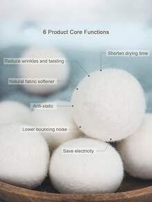 1/2/3pcs Solid Color Wool Dryer Balls, Premium Natural Wool Dryer Balls, Replace Dryer Sheets And Fabric Softener, Anti-Static Dryer Balls For Clothes, Reusable Softening Balls, Washing Machine Accessories - Multicolor - View 4
