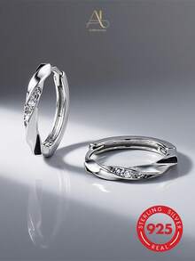 925 Sterling Silver Minimal Cubic Zirconia Women Earrings - Silver - View 6