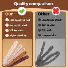 [Value Pack 6pcs/12pcs] Coral Fleece Tube Yarn Animal, Thickened Large Size Plush Tube Yarn Handmade Brown 39.37 Inches Extra Large Coral Fleece Chenille Rod Large Size Tube Yarn, Suitable For DIY Projects, Home Holiday Decorations, Handmade Tutorials - Multicolor - View 8