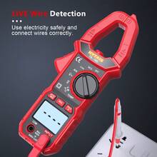 HYTAIS Professional TRMS TS-18D Clamp Meter, 6000 Counts Auto-Ranging, Can Test Current, Voltage, Resistance, NCV, Temperature. Equipped With LED Light, REL Function, Auto Power-Off, 27mm Wide Jaw, Suitable For Electricians, Automotive And Home Wiring Testing Precision Multimeter. - Rose Red - View 5