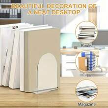 4pcs Acrylic Bookends - Suitable For Office And Home Use Desktop Bookshelf. Durable Transparent Display Rack, Can Hold Various Items, With Adjustable Bookshelf Desktop Book Organizer - View 6
