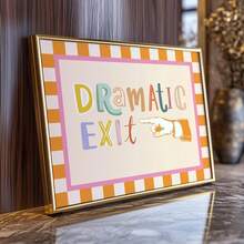 1pc Dramatic Exit Funny Wall Art Picture Cute Pastel Prints Canvas Paintings Retro Typography Poster Humorous Quote Sign Home Decor For Dorm Bedroom Hallway Preppy Room Wall Decoration Unframed / Framed - Pattern In Color - View 3