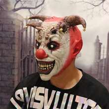 1pc Scary Bell Clown Mask Head Cover Halloween Cosplay Prop - Multicolor - View 4