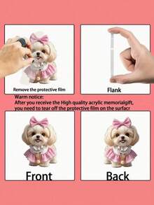 2D Flat Acrylic Pink Bow Dog Pendant - Cute Puppy Car Rearview Mirror & Home Decor, Lightweight & Scratch-Resistant, Healing Style Creative Car Interior Accessory - A - View 8
