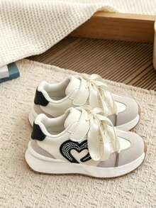 1 Pair Boys' German Trainer Shoes Spring Children's Shoes Little Girls Casual Fashion Soft Sole Lightweight Sneakers - Beige - View 3