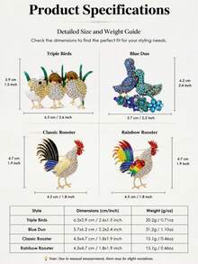 Stylish Rhinestone Rooster Brooches For Women Enamel Animal Ducks Birds Pins Banquet Jewelry Clothing Accessories/Friends Gathering Badges New Gifts - Animal - View 10