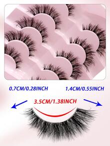 ENCHUW 5對自然輕盈3D透明梗蓬鬆捲翹貓眼假睫毛 - 黑色 - 查看 2