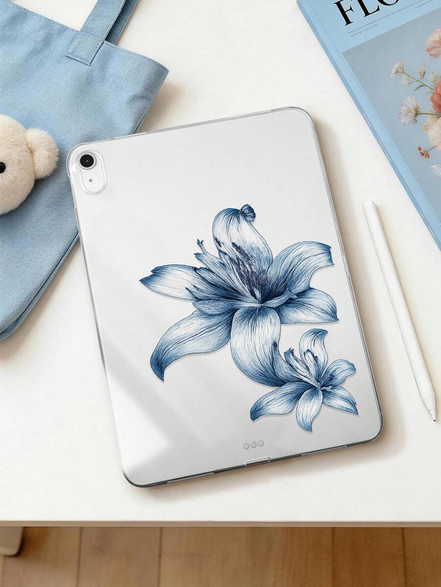 1 buah Casing Tablet TPU Soft Shell Motif Bunga Lili Biru Lukisan Tangan, Kompatibel dengan iPad 10.2/10.5/Air4/Air5/10.9/Pro 11"/Generasi ke-10/Air 11-In.(M2)-2024/Pro11-In.(M4)-2024/ Air 11-Inch (M3) 2025/ (A16) 11 Inch Generasi ke-11/Galaxy Tab A7 10.4 Inch/A8, Casing Pelindung Tablet TPU yang Segar/Menyenangkan/Personalisasi, Cangkang Transparan Tanpa Slot Pena, Pena Hanya untuk Tampilan Tidak Termasuk, Cangkang Lembut Ultra Tipis Ringan - MultiWarna - View 1