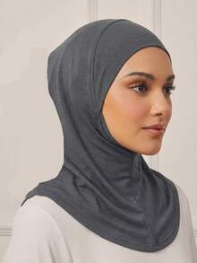 1PC Women's Fashion Solid Color Elastic Chin Strap Under Cap Head Scarf - 063-dark Gray - View 3