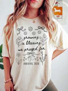 "Growing Something Sweet", Coquette Cherries, Pregnancy Reveal, "Growing A Little Human", Gift For Expectant Mother, Maternity T-Shirt, Comfortable Women's T-Shirts, 180g 100% Cotton - 白色 002 - 查看 1