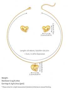 Luxury Daily Wear Gold-Tone Stainless Steel Earring & Necklace Set, Shell & Heart Multi- Hypoallergenic Jewelry, Ideal Holiday Gift For Women - Multicolor - View 11