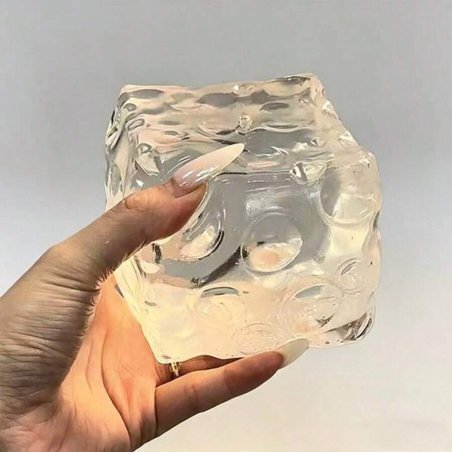 1個大號 10cm X 10cm 透明蜂蜜擠壓起司壓力緩解玩具，柔軟觸感便攜式減壓玩具，節日禮物（隨機顏色）捏捏樂