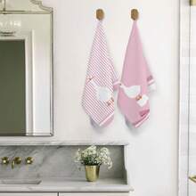 2pcs, Pink Striped Background Cute Duck Pattern Kitchen Towels, Soft And Absorbent, Reusable And Washable, Essential For Home Cleaning, Kitchen Accessories, Holiday Gift For Friends. - Multicolor - View 3