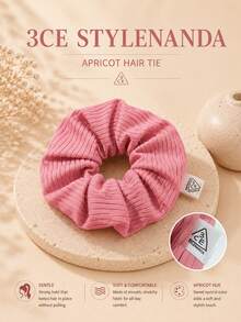 3CE Apricot Hair Scrunchie, Soft And Breathable, No Scalp Tightness, Voluminous Crown Look, Suitable For Daily High Ponytail And Bun Hairstyles - Pink - View 2