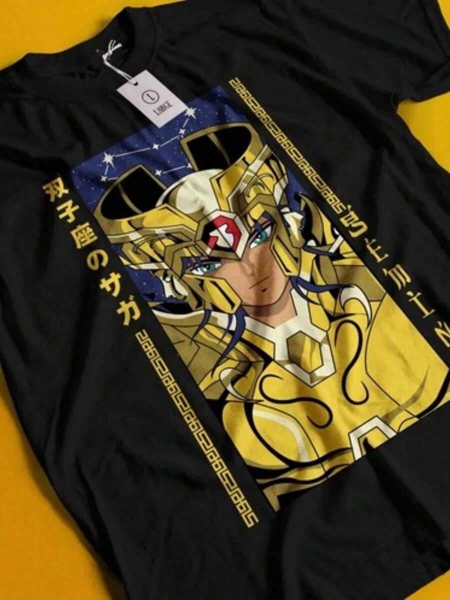 Saint Seiya Knights Of The Zodiac Shun Anime Manga Graphic Unisex T-Shirt (3) Soft Cotton Fabric, Summer Casual Wear - 黑色 - 查看 1