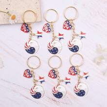 2pcs/6pcs Fashion Independence Day Keychain Set, Including Eagle, Red Blue White, Heart, Star Keychains. Suitable For Independence Day, July 4th, 250th Anniversary, Memorial Day, Retirement, Friendship Gifts, Birthday Gifts, Holiday Party Decorations, Etc. Give To Your Friends, Family, Colleagues, Lovers And Besties. - Multicolor - View 12