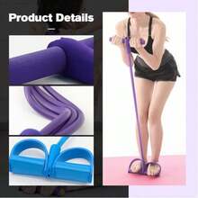 1 Set Resistance Band Fitness Stretching Kit With Handle And Pedal, Multi-Function Unisex Yoga Sit-Up Pull Rope Exercise Pedal Resistance Trainer, Home Fitness Equipment Abdominal Elastic Rope Training Tool, Suitable For Gym, Yoga, Home Workout - Multi-color (Upgraded Elasticity, New 6-tube Design) - View 4