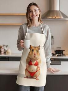 1pc, Cute Kittens, Puppies, And Hamsters Pattern Polyester Apron, Perfect For Cooking, Baking, And Gardening – Great For Kitchen And Dining Wear. - Multicolor - View 9