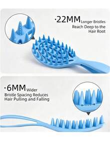 1pc Detangling Comb, Scalp Massage Shampoo Brush With Soft Silicone Bristles, Anti-Dandruff Scalp Exfoliating Brush, Hair Growth Promoting Scalp Massage Brush, Dry & Wet Use Scalp Care Hair Brush, ABS Plastic Handle, Women's Hair Accessory - Multicolor - View 5
