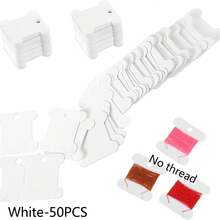 50/100/200pcs Plastic Embroidery Thread Spools, Embroidery Thread Cards, Suitable For Cross Stitch Thread Craft DIY Sewing Storage, Hard Embroidery Thread Spools (White, Transparent) - Multicolor - View 15