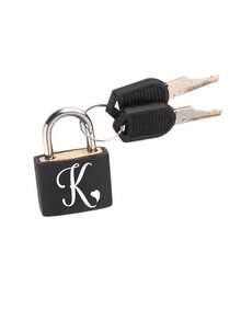 White Heart Letter Pattern Portable Small Luggage Padlock, Padlock With 2 Keys, Black Shell Luggage Lock, Compact And Sturdy, Luggage Lock, Mini Luggage Padlock, Travel Bag Metal Key Lock, Durable, Small Copper Lock With Shell, Backpack, Suitcase, Laptop Bag, Back To School, Graduation Season Gift - Multicolor - View 14