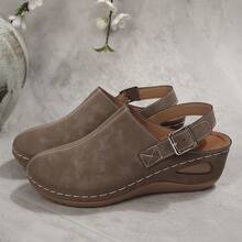 Hollow Carved Wedge Sandals, Easy To Put On And Take Off, Suitable For Commuting And Shopping For Long Periods Of Wear - Dark Khaki - View 6
