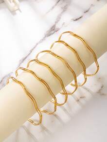 1/6/12pcs Gold Stainless Steel Bangle Set, Stackable, Suitable For Women's Evening And Daily Wear, Perfect Gift For Mom And Friends - Gold - View 6