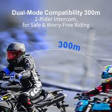 1 pieza Auricular Inalámbrico Premium para Casco de Motocicleta Y20-MAX con Intercomunicador de 300M, IP56 a Prueba de Polvo & Impermeable, Bluetooth 5.3, 25H de Duración de Batería, Activación de Asistente de Voz, Audio HD y Cancelación de Ruido Potente, Apariencia Genial Opción Perfecta para Conducir - Y20-MAX - Ver 2