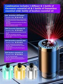 Black Car Humidifier Set For Car/Home, Ultrasonic Aroma Diffuser, USB-Powered Quiet And Noiseless, Emits Fragrance And Removes Odors, With Digital Display, 5 Spray Modes And 6 Fragrance Types, LED Light, Ideal Gift Choice. - A - View 13
