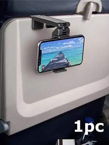 1pc 360° Rotatable Airplane Phone Holder Clip, Adjustable Hands-Free Phone Stand Compatible With Airplane Tray Table, Car & Office Desk - A - View 3