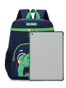 New Student Backpack, Cute Dinosaur Pattern Design, Suitable, Lightweight And Simple, Perfect For School Or Travel. - Dark Blue - View 3
