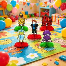 5件裝 ROBLOX 紙製遊戲主題蜂巢裝飾，主題裝飾用品 遊戲生日房間裝飾 桌上裝飾 房間裝飾 桌上中心裝飾 - Steal a Brainrot Honeycomb - 查看 3